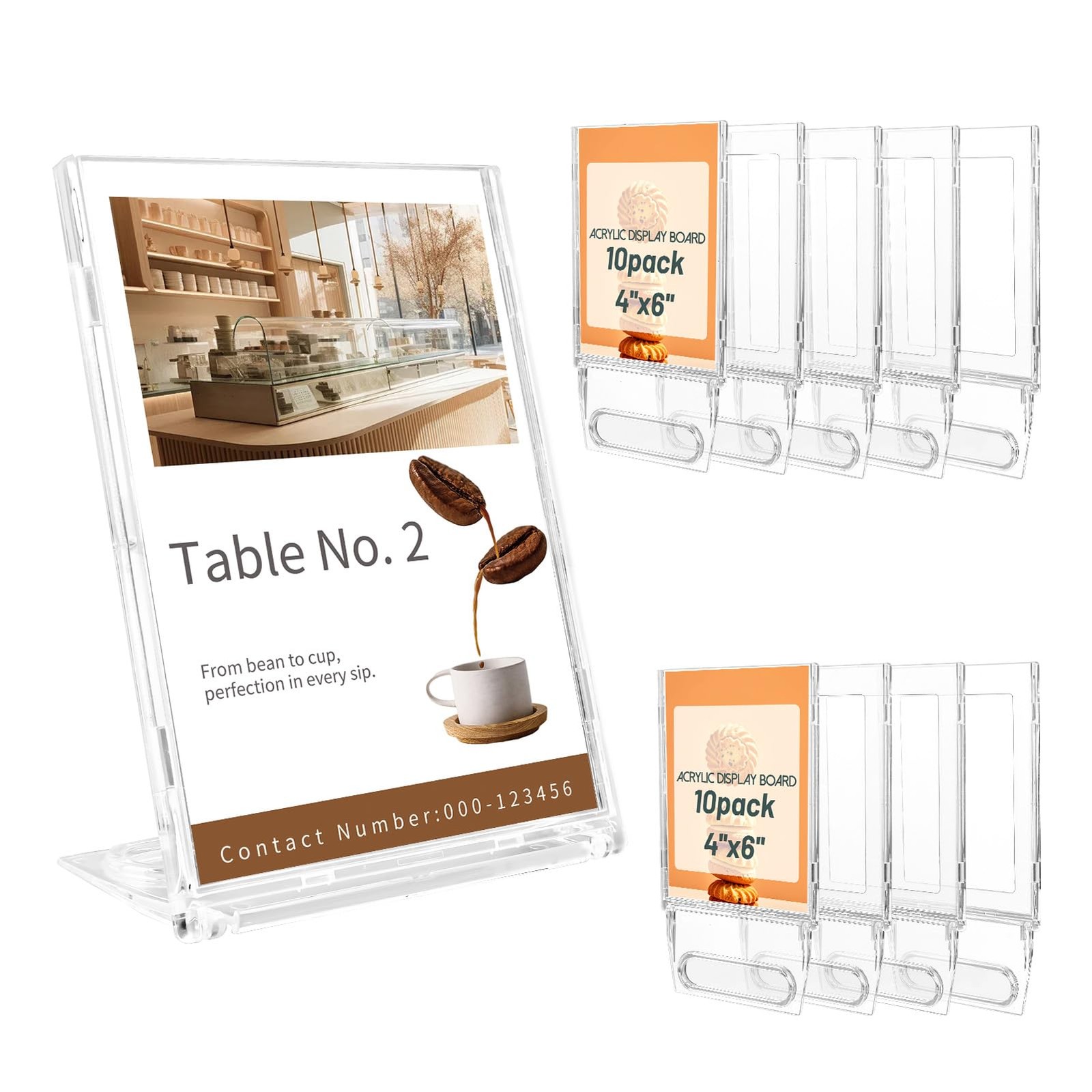10 Pack 4×6 Inch Small Sign Holder Vertical Double-Sided Usage with Swivel Ba…