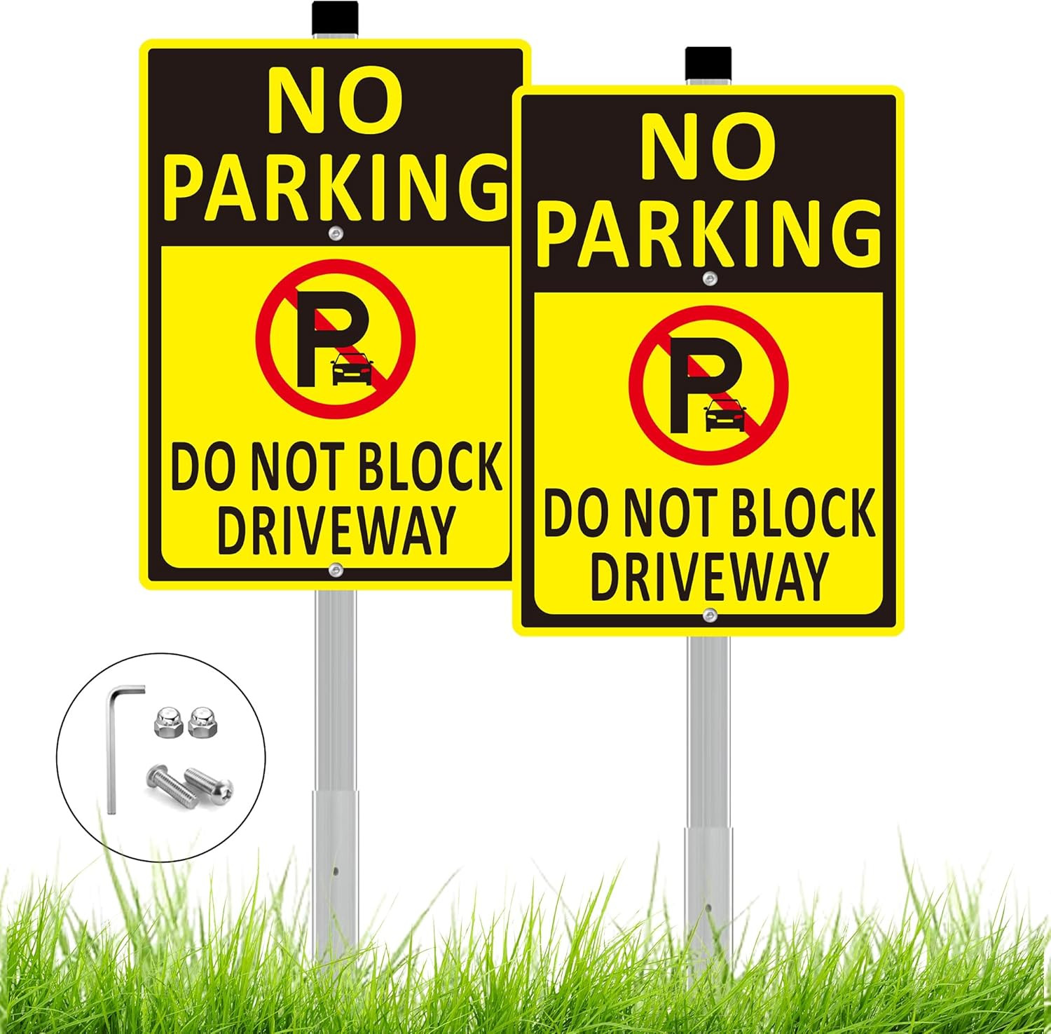 (2 Pack) No Parking Do Not Block Driveway Sign – 10X14 Inch Aluminum Metal No Pa