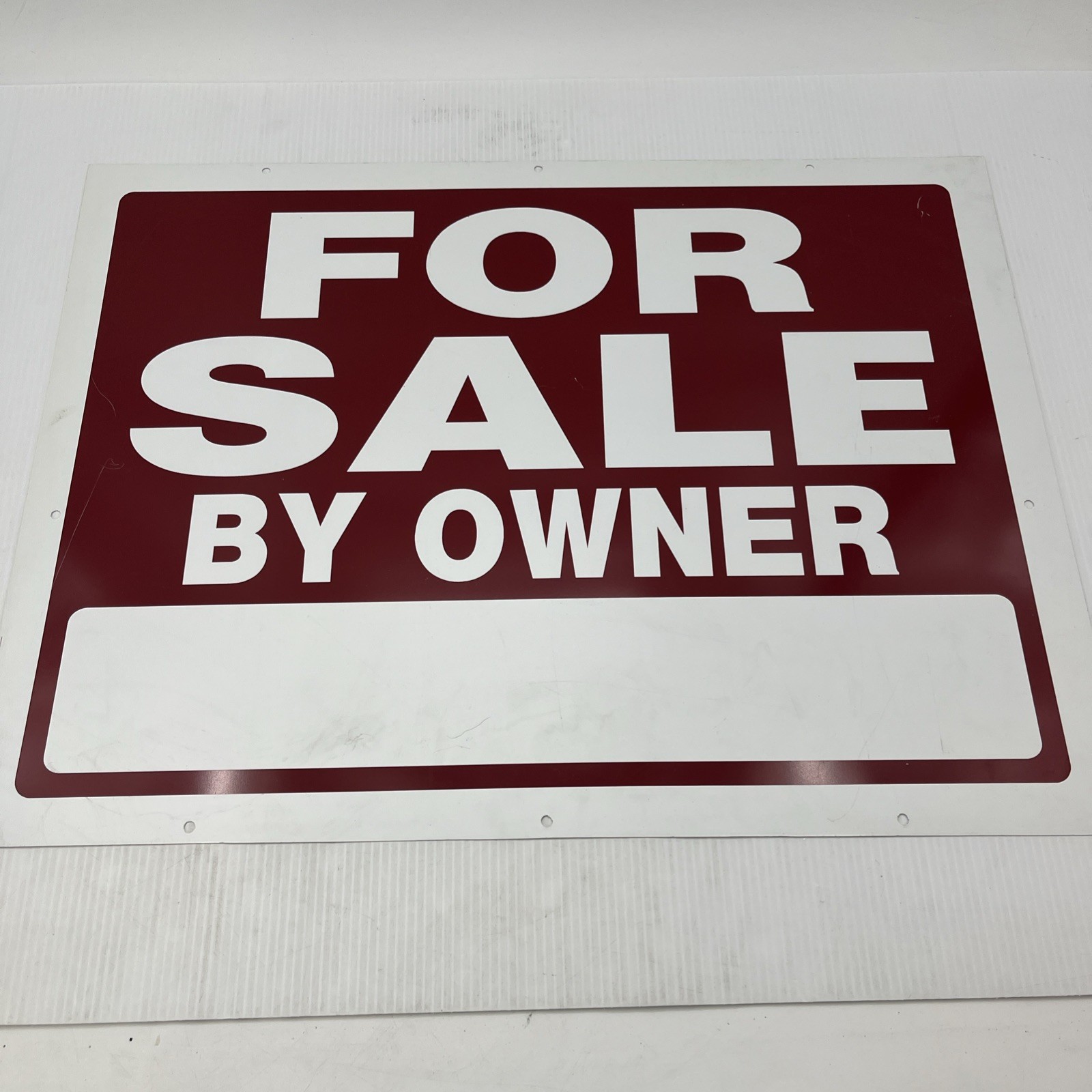 For Sale by Owner Sign, Plastic, Red/White, 18” x 24” 840241. {C7}.