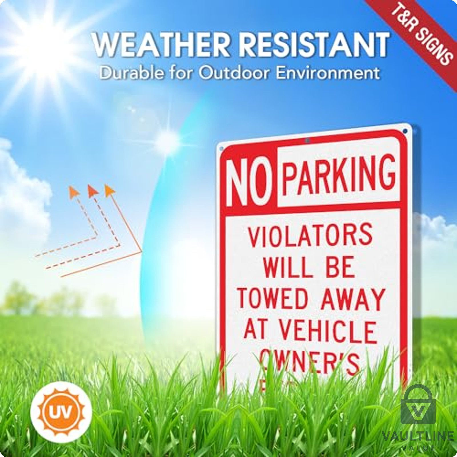 2 Pack No Parking Aluminum Signs 14 x 10 Inch Reflective Warning Labels