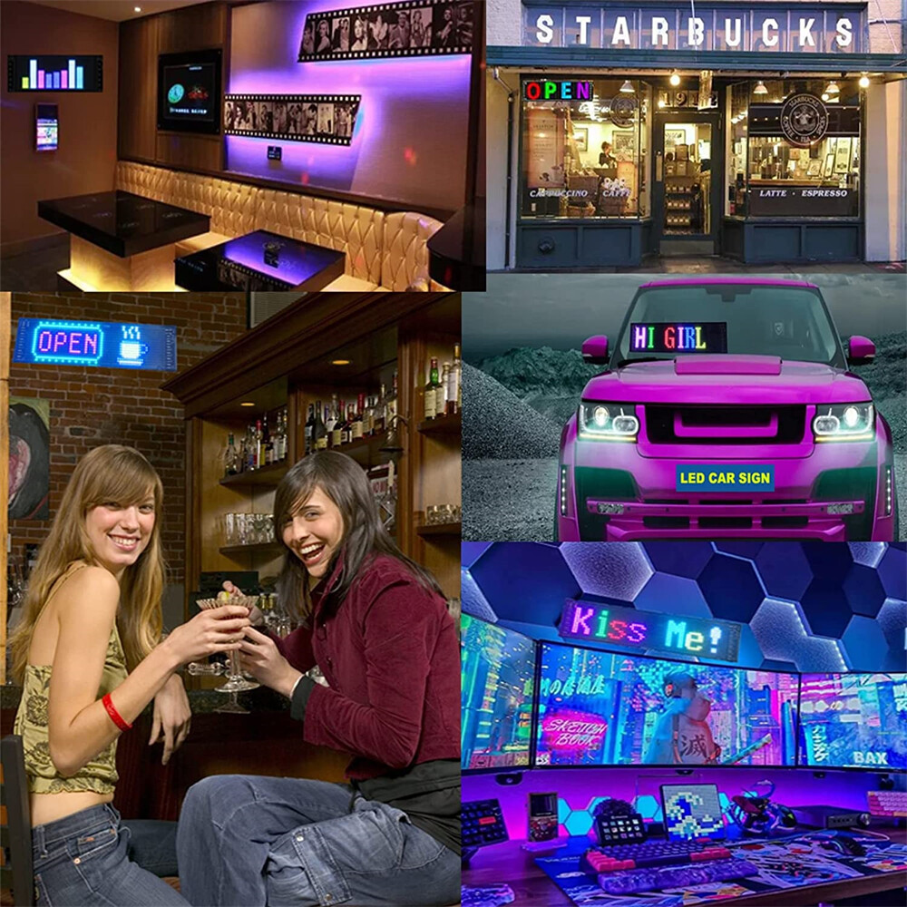 Scrolling LED Sign Matrix Panel Screen Bluetooth APP Control for Shop Bar Car US