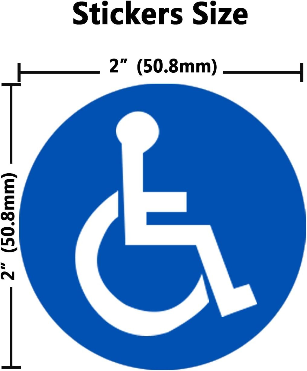 Disabled Wheelchair Symbol Labels | Handicap Signs Stickers 2 Inch round Conveni