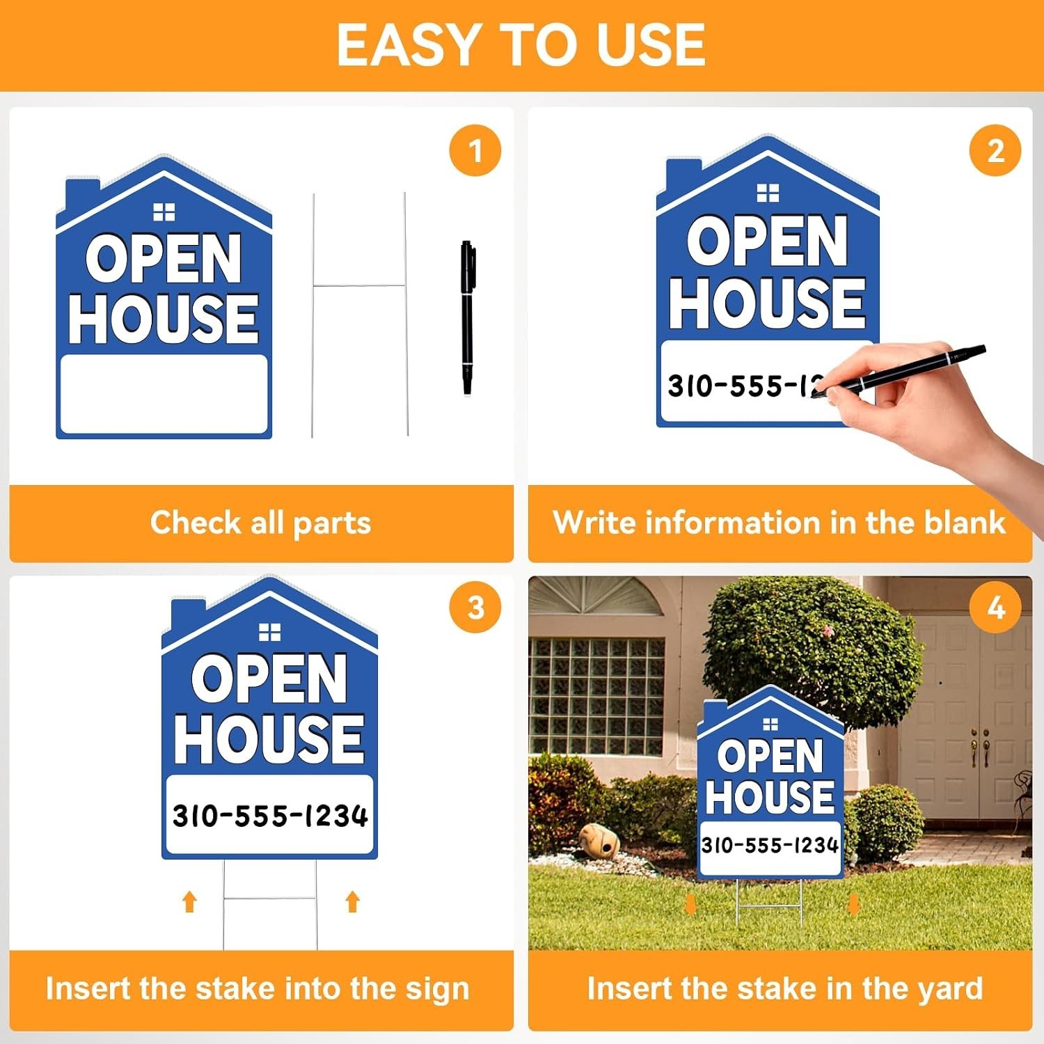 Open House Signs for Real Estate 5 Pack, 17&Prime;x13&Prime; Open House Sign Double Sided…
