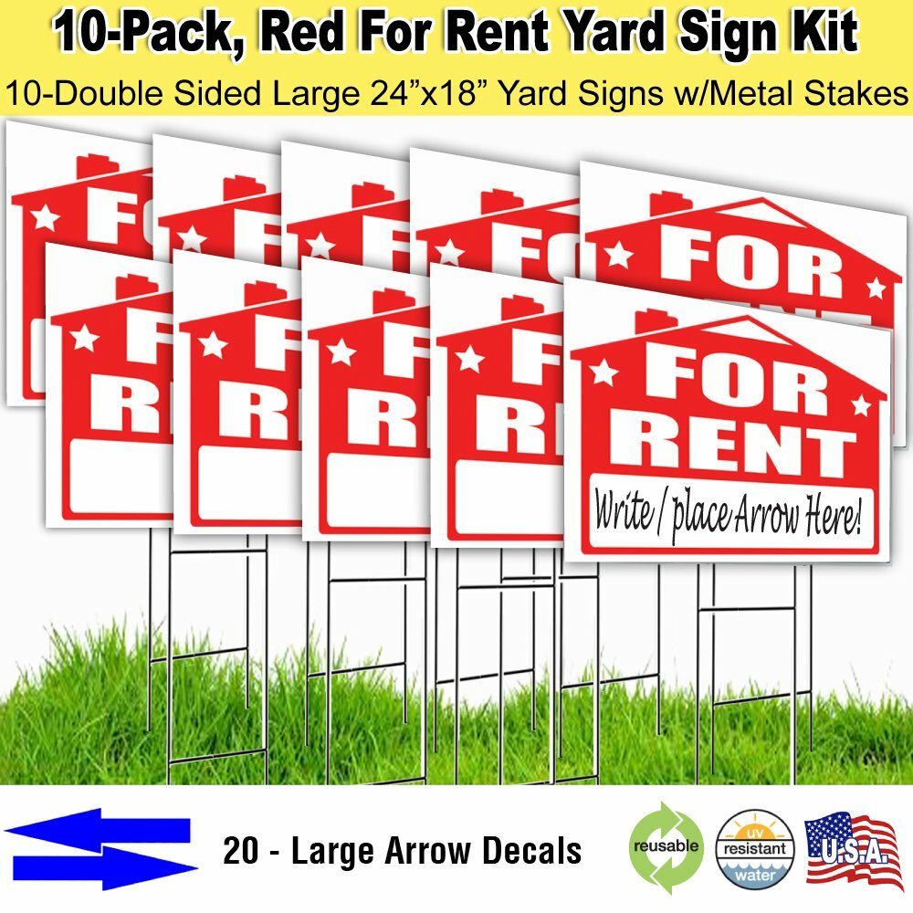 10 Pack For Rent 18×24 Yard / Lawn Sign Kits