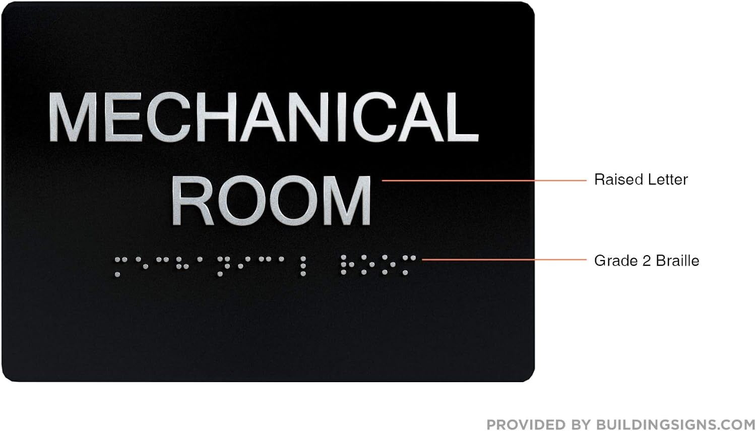 MECHANICAL ROOM SIGN WITH BRAILLE AND RAISED LETTERS ( SIZE 5×7 BLACK)