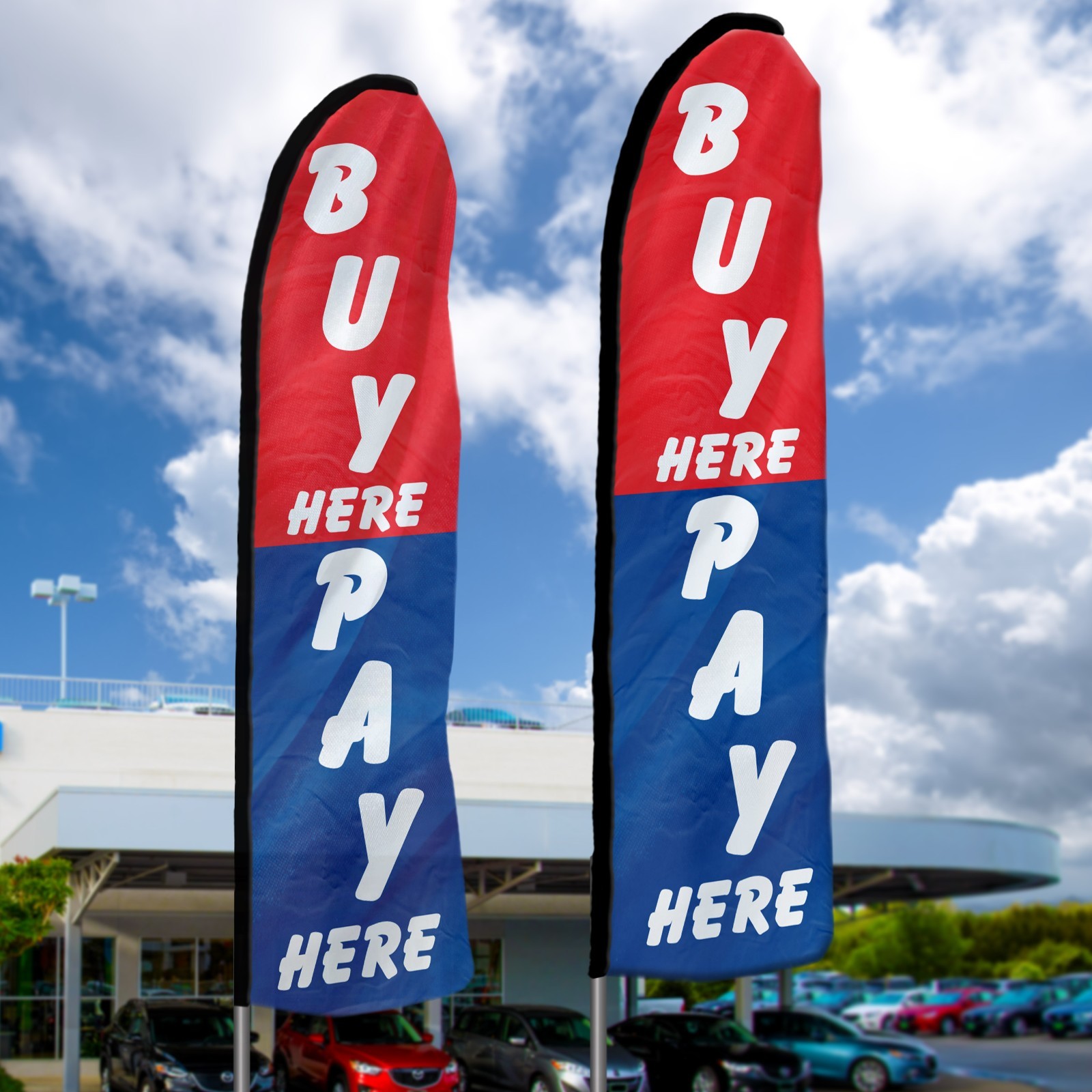 Automotive Dealership Swooper Flag Kits Tall Flags for Car Lots Advertising Sign