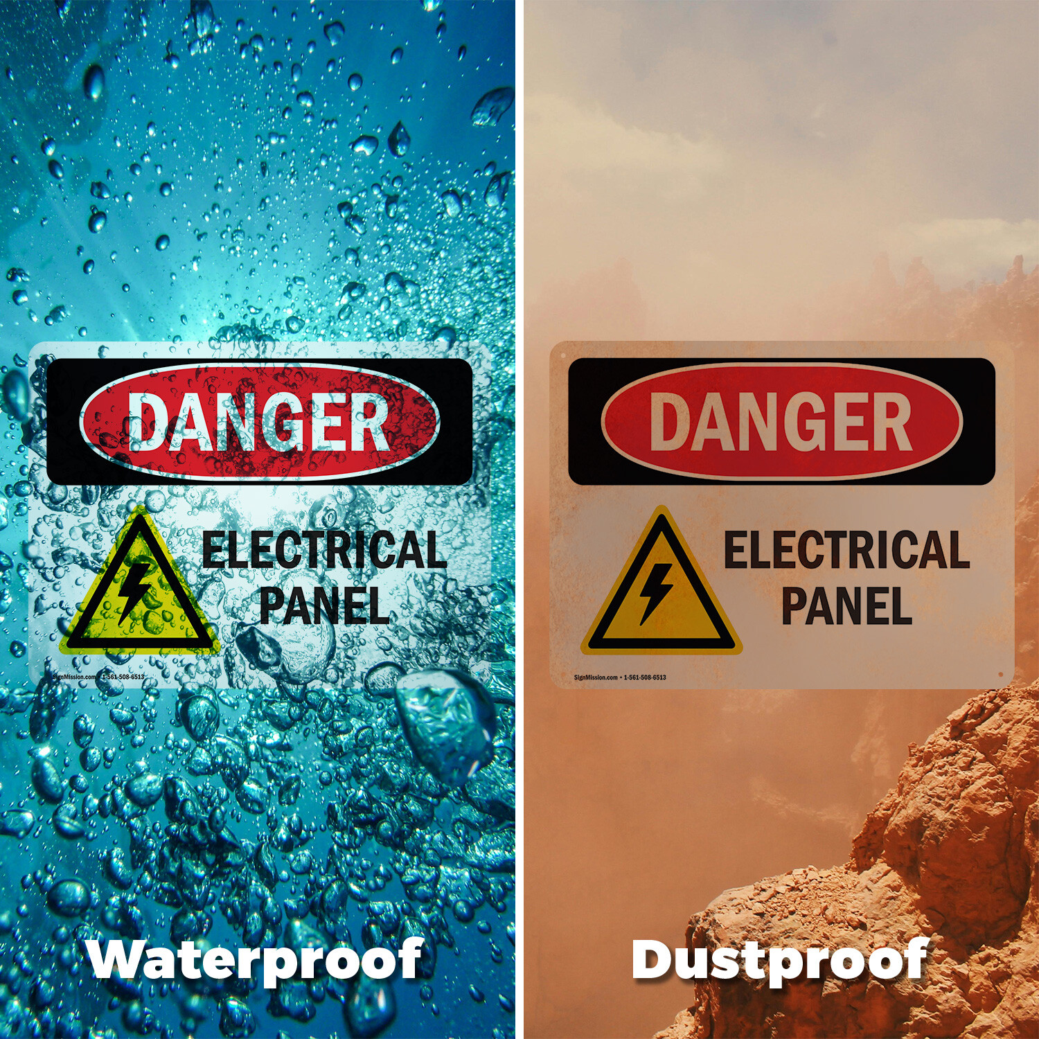 (2 Pack) Electrical Panel OSHA Danger Sign Decal Metal Plastic