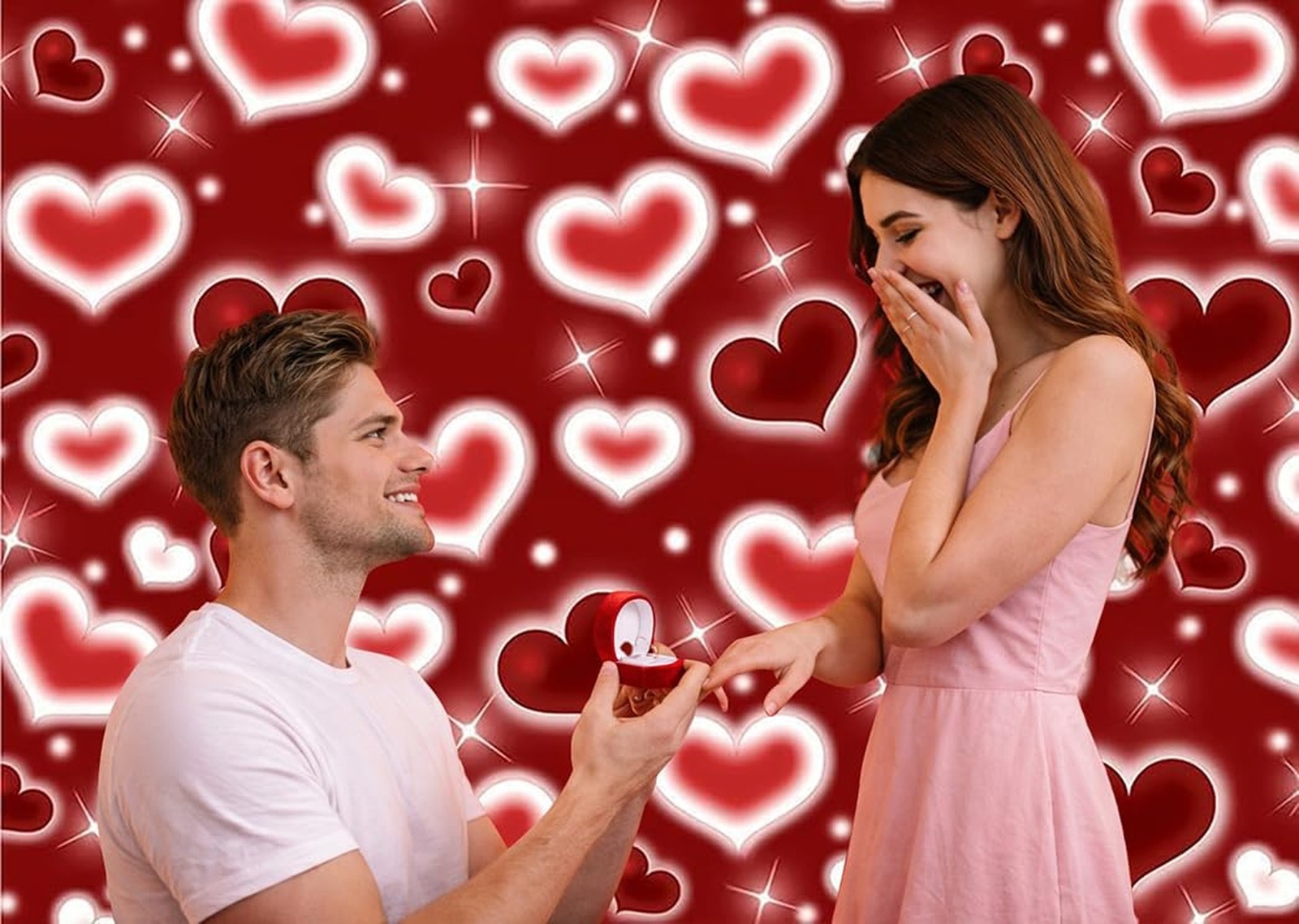 7×5ft Red Heart Backdrop Valentine’s Day Photography Background Roman