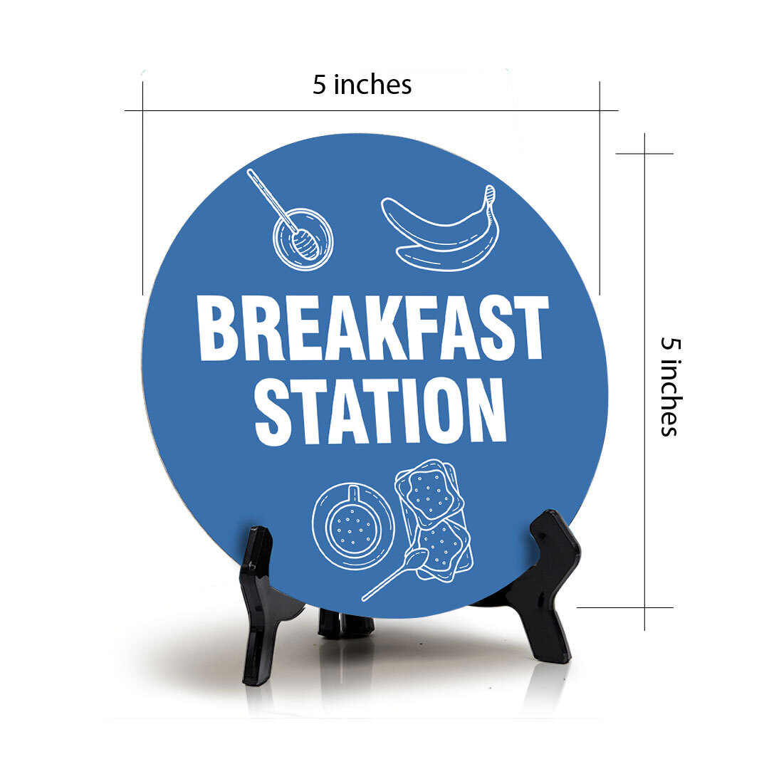 Breakfast Station Circle Table Sign with Acrylic Stand