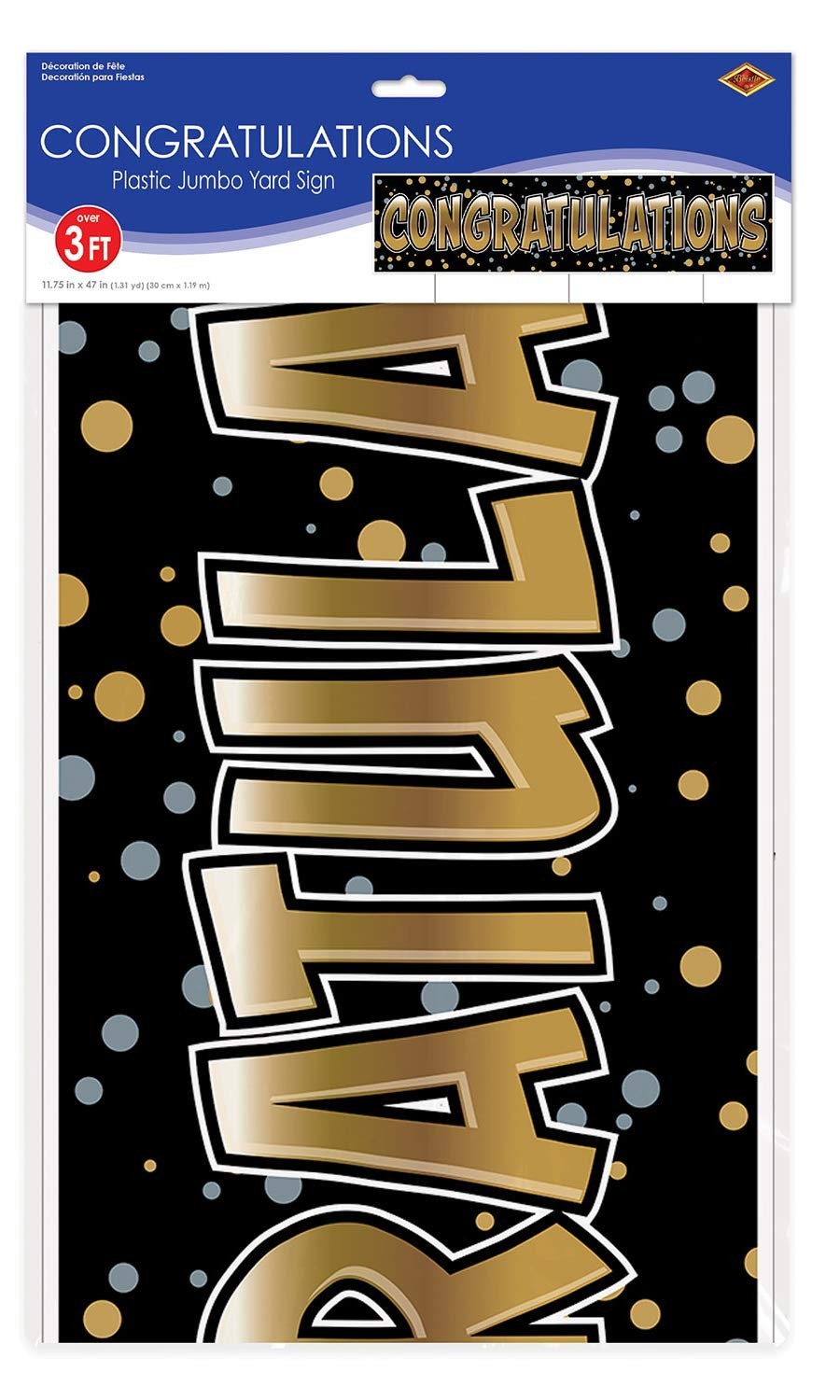 Jumbo Congratulations Yard Sign with Metal Stakes – Graduation, Baby Shower, Eng
