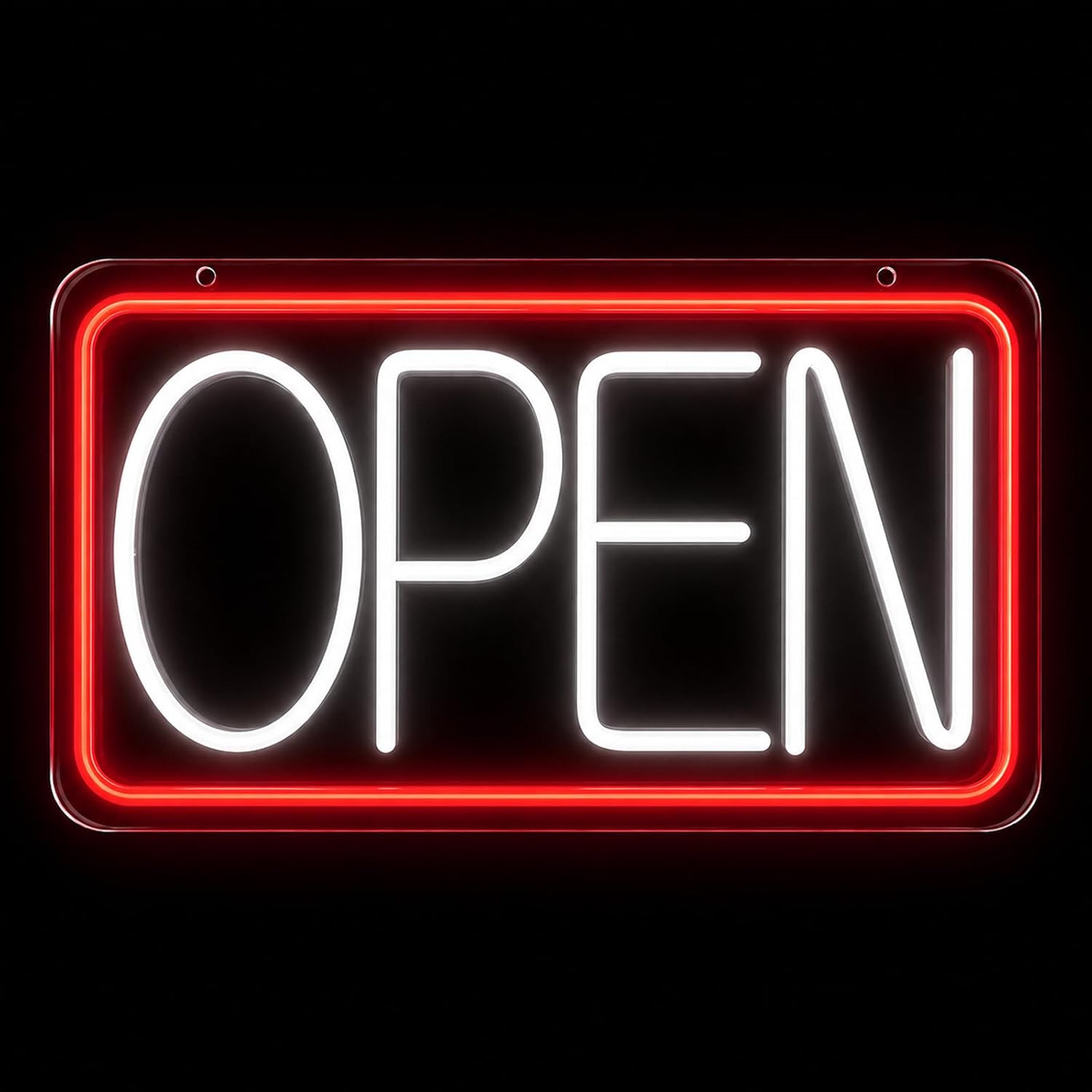 Open Sign Neon Light 17&Prime; X 9.3&Prime; LED Open Sign for Business Window Red + White