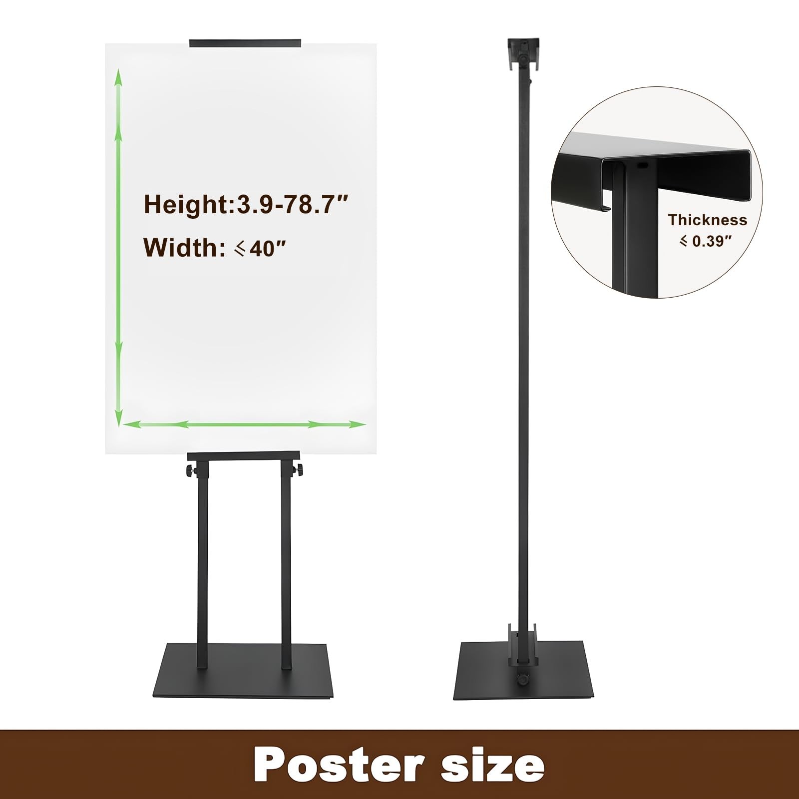Black Pedestal Poster Sign Stand for Display, Adjustable Height Up to 80 Inch…