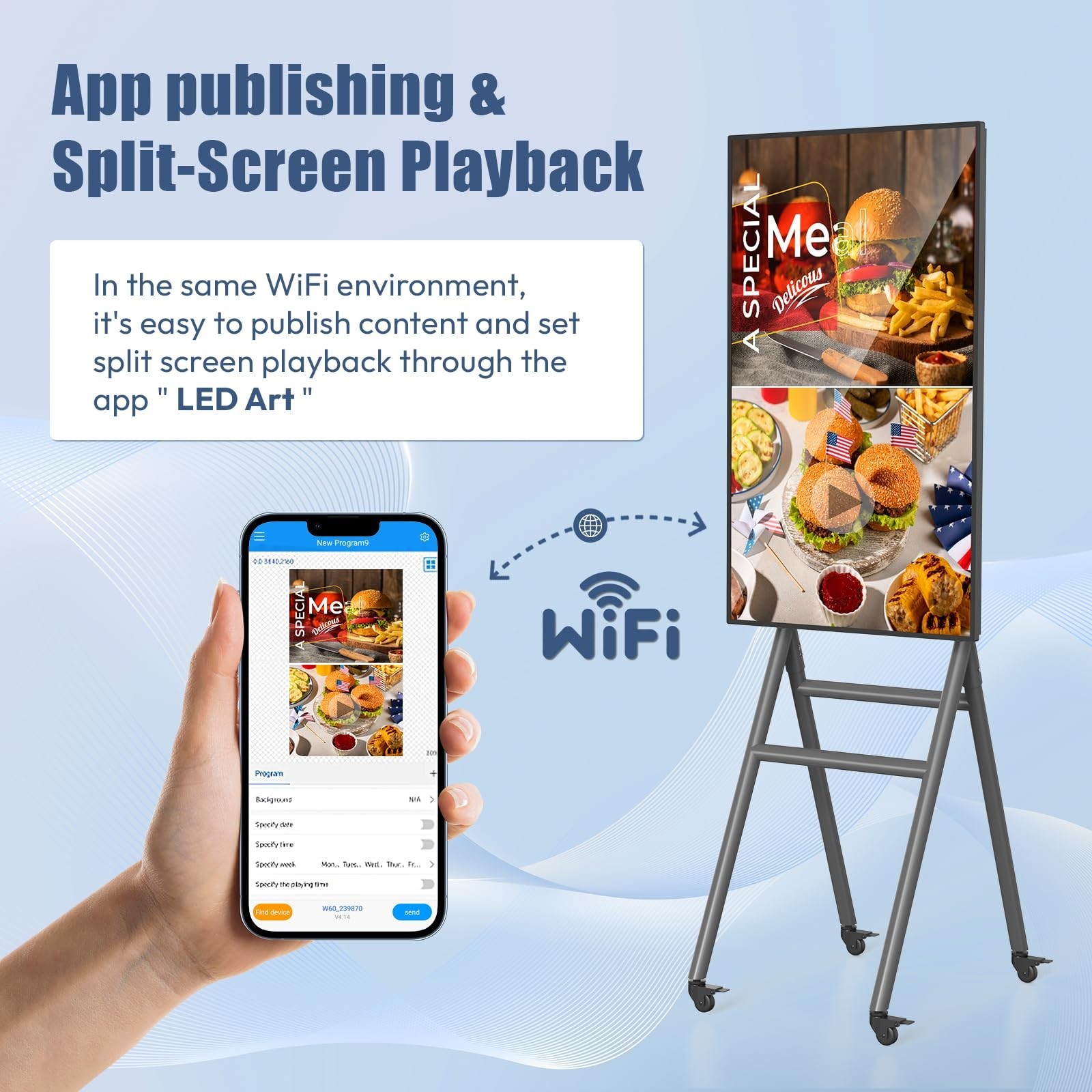 43 Inch Mobile Digital Signage Display Kiosk with Flight Case Portable Digital