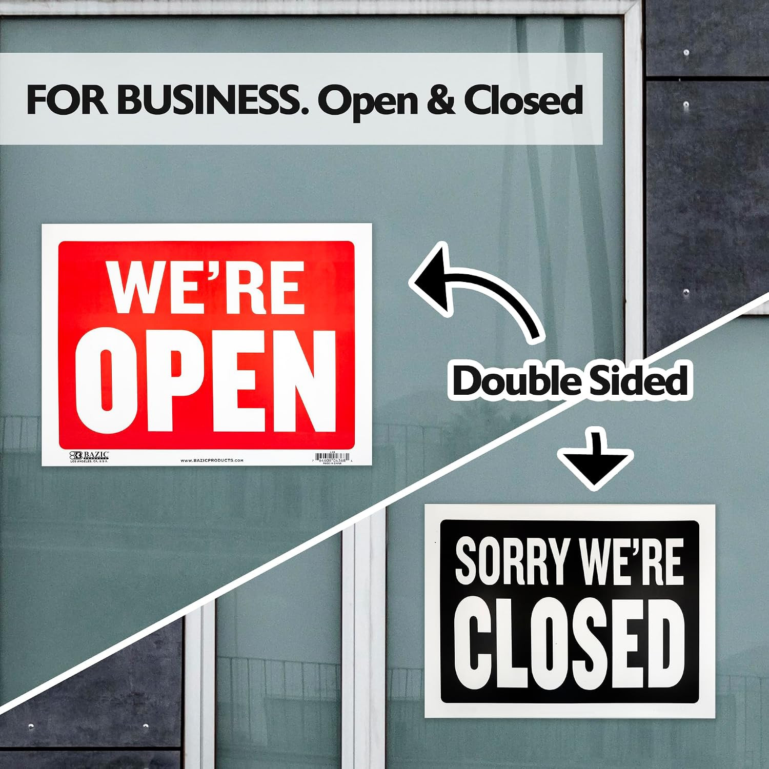 Open Sign with Closed Sign on Back, 12 X 16 In, Weather Resistant, for Stores Of