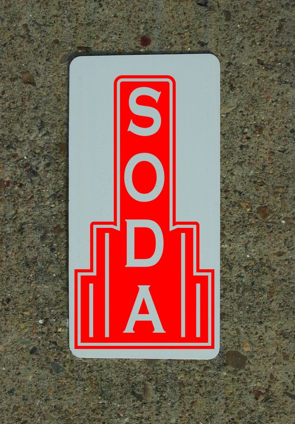SODA RED Metal Sign 40&rsquo;s 50s Retro Vintage Style Art Deco Decor Design
