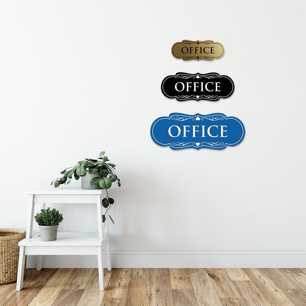 Designer Office Sign | Easy Installation – Black/Gold – Medium (1 Pack)