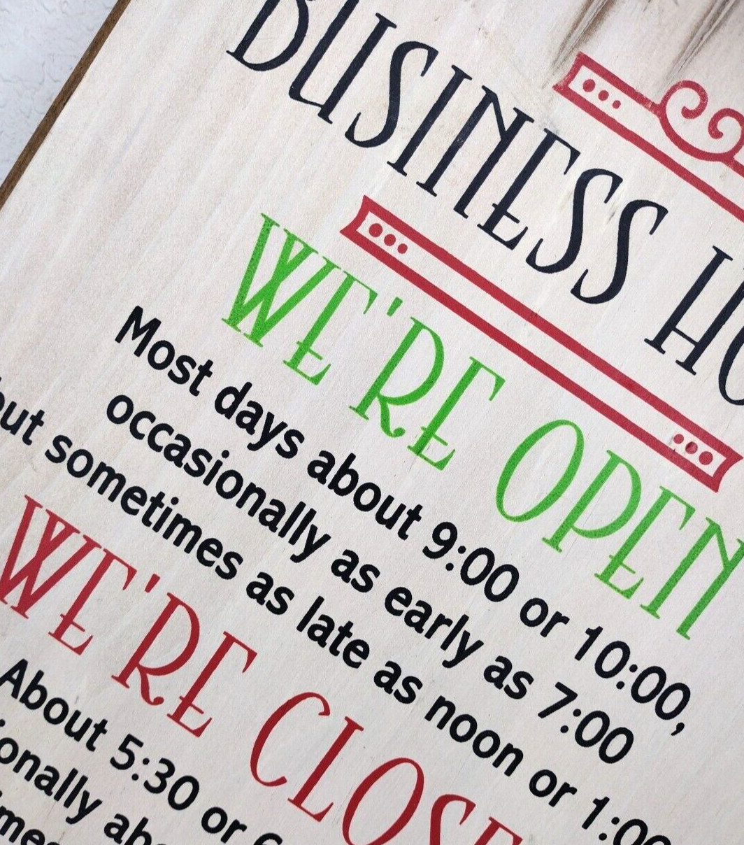 Business Hours Novelty 3/4&Prime; Solid Wooden Rustic Sign Open Closed 18&Prime; x 11.25&Prime;