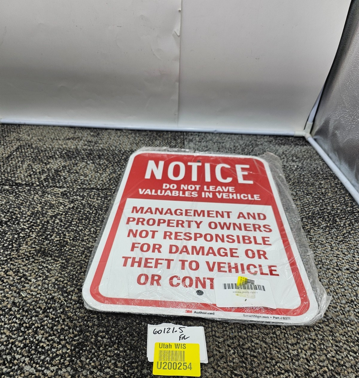 SmartSign 18 x 12 inch “Notice – Do Not Leave Valuables In Vehicle” B37T