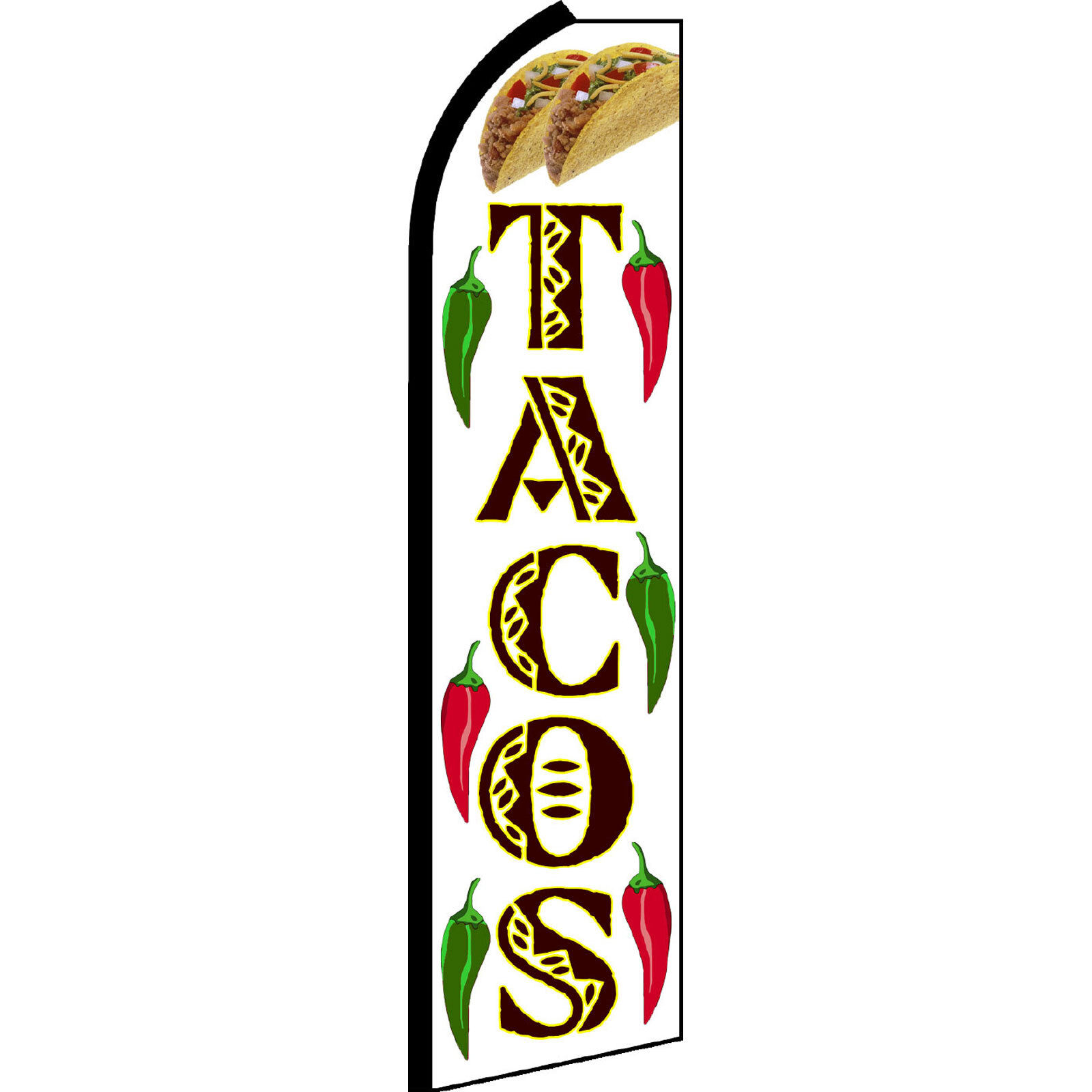 Tacos W/Graphics 2 1/2 ft X 11 1/2 ft Polyester Swooper Flag
