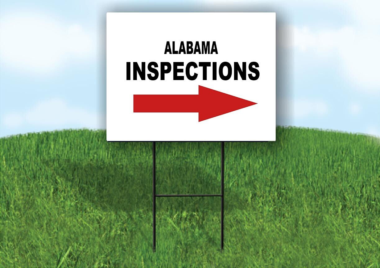 INSPECTIONS RIGHT ARROW RED_ ALABAMA Yard Sign with Stand LAWN SIGN