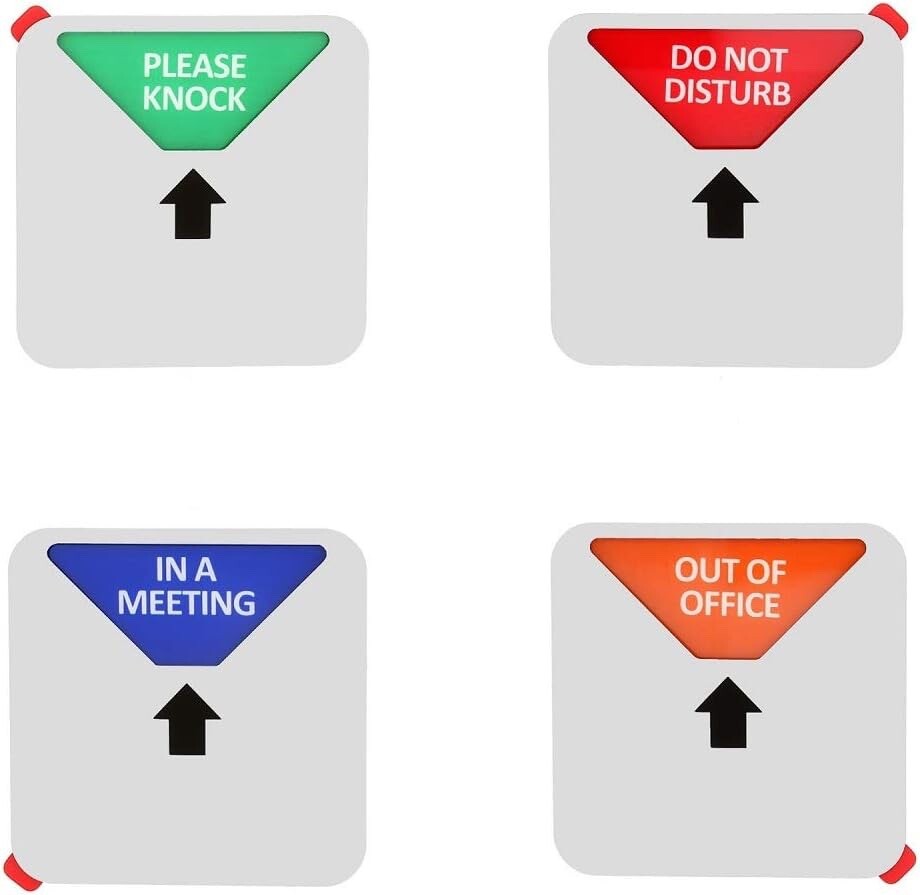 Kichwit Privacy Sign, 4 Messages, Square Shaped, 4.9 Inch, Silver