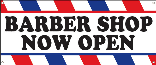20×48 Inch BARBER SHOP NOW OPEN Vinyl Banner Sign – wb