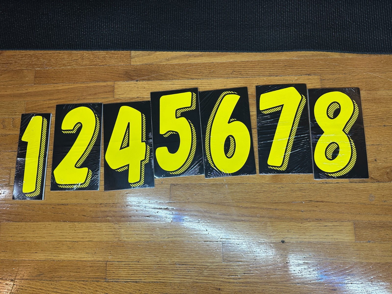 Complete Set of 7.5” Dealership Vinyl Numbers – Bold Yellow on Black – 96 Total