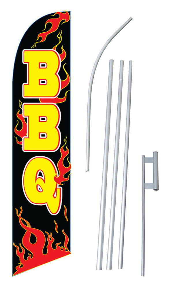 BBQ Flames, Black & Yellow Swooper Flag Bundle