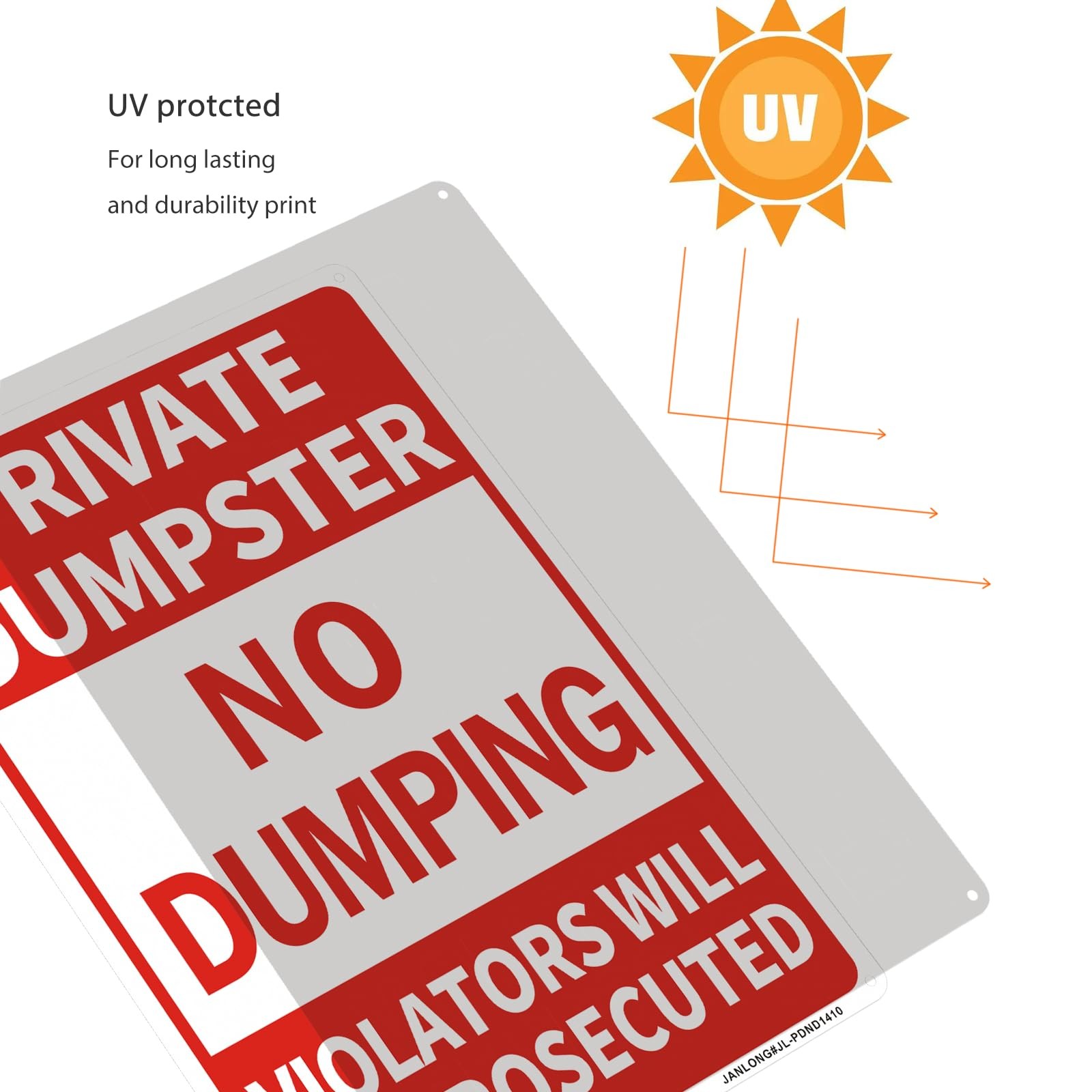 2 Pack Private Dumpster- No Dumping Sign, 14&Prime;x 10&Prime; Aluminum,Violators Will Be Pr