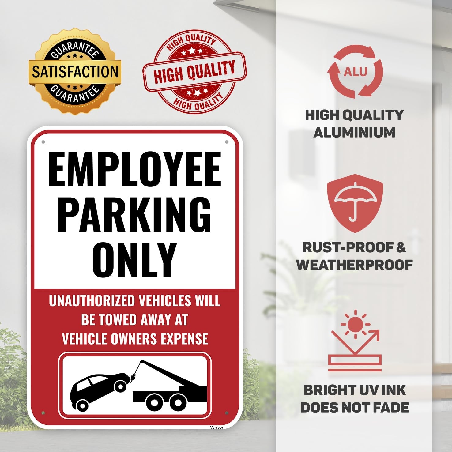 2 Pack Employee Staff Parking Only Sign 14×10 Inch Aluminum Metal Board