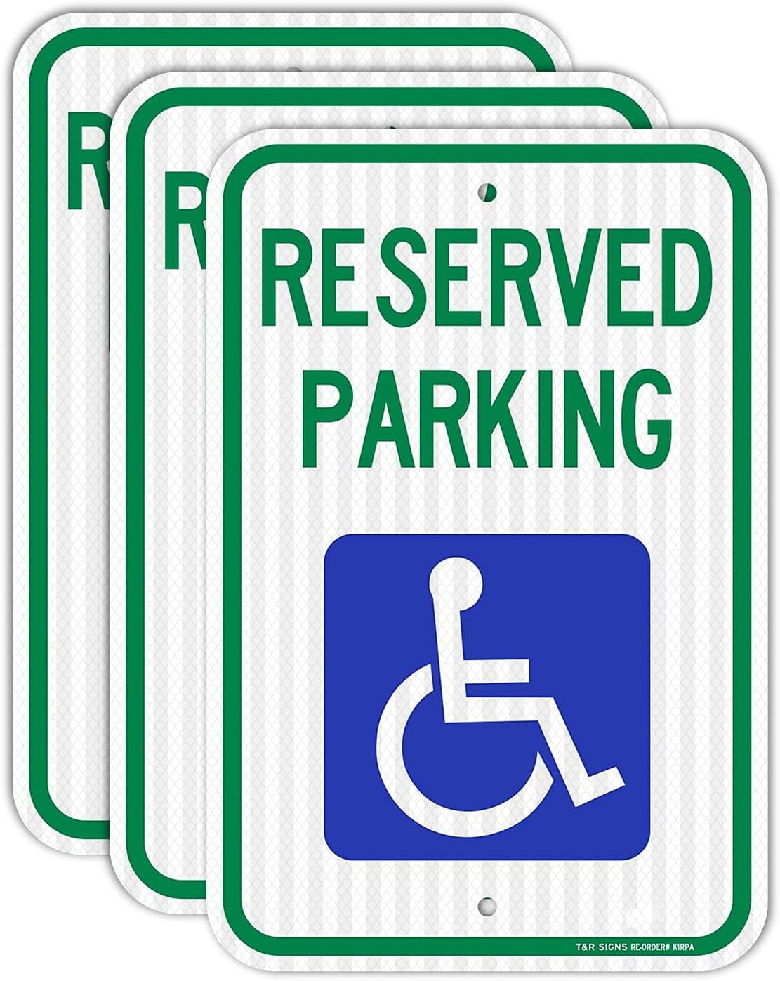 (3 Pack) Handicap Parking Sign, Reserved Parking Sign, Large 18&Prime; x 12&Prime; Engine…