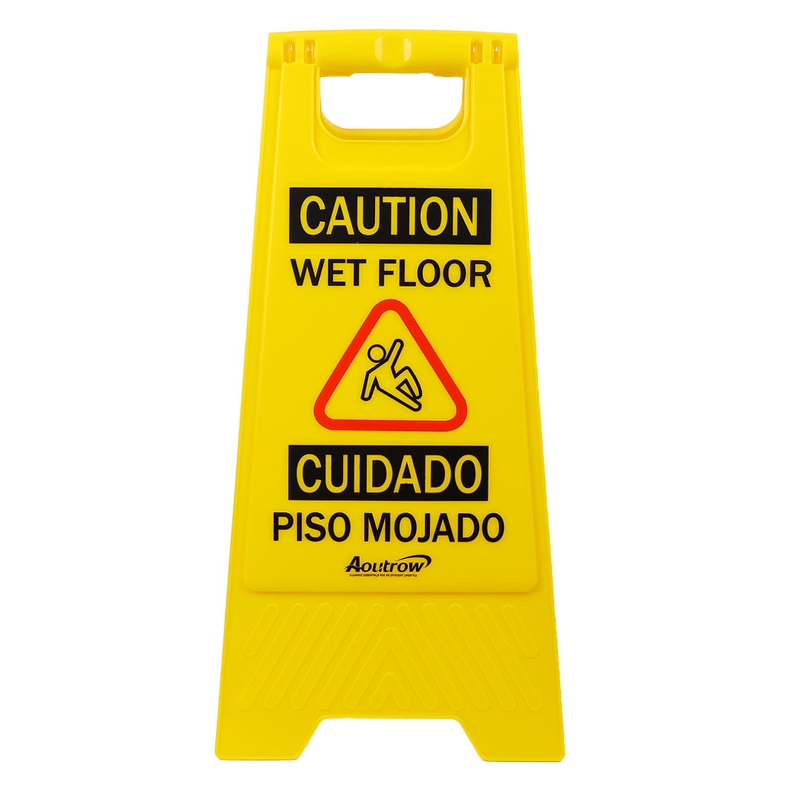 Aoutrow Caution Wet Floor Sign, Bilingual Foldable Safety Sign (17.12in x 8.3…
