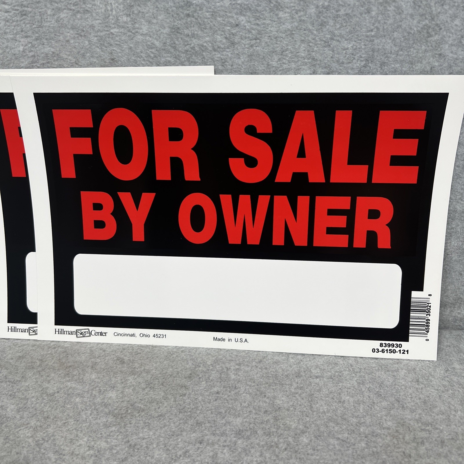 Lot of 5 FOR SALE BY OWNER Signs Hillman 839930 8&Prime;x12&Prime; Red Plastic
