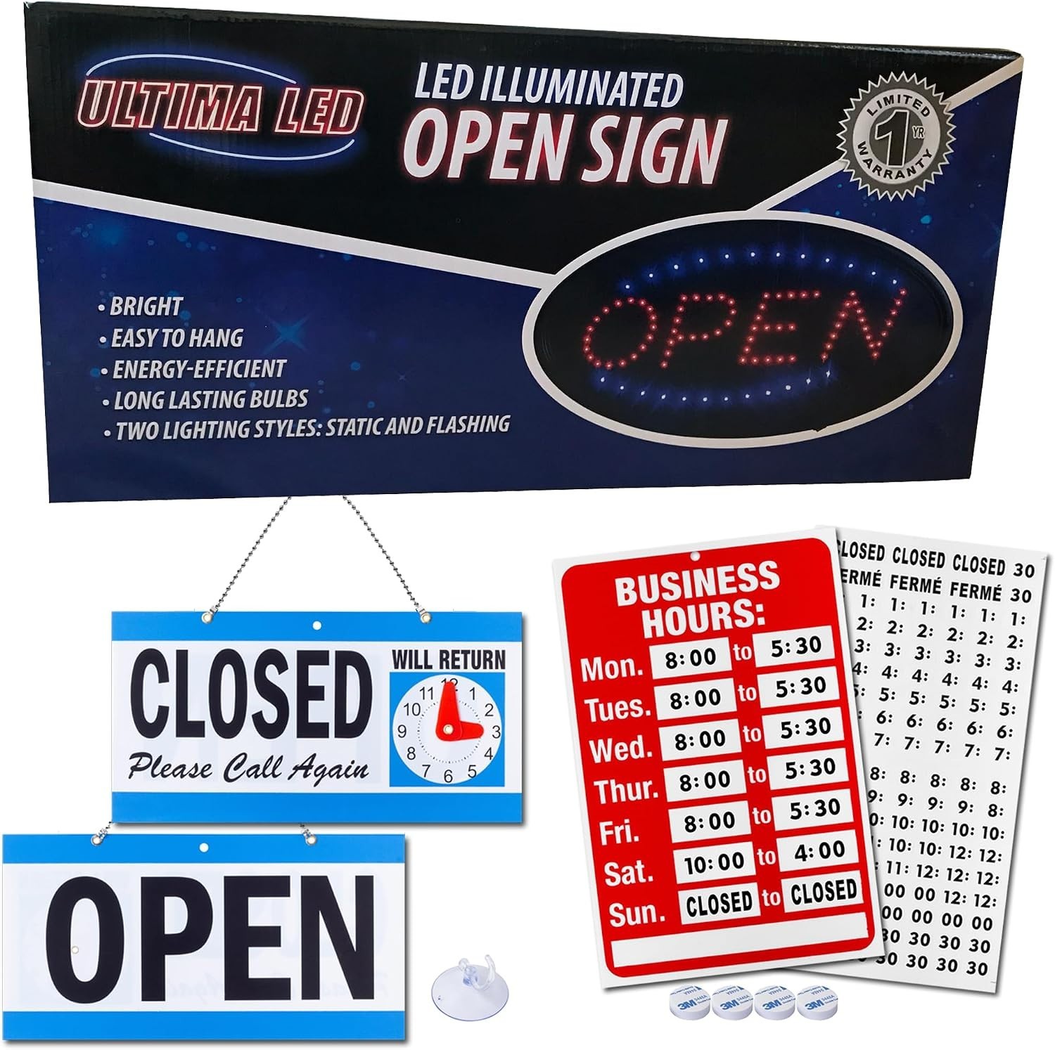 Neon Open Sign for Business: Oval LED Sign with Flashing Mode for Stores – In…