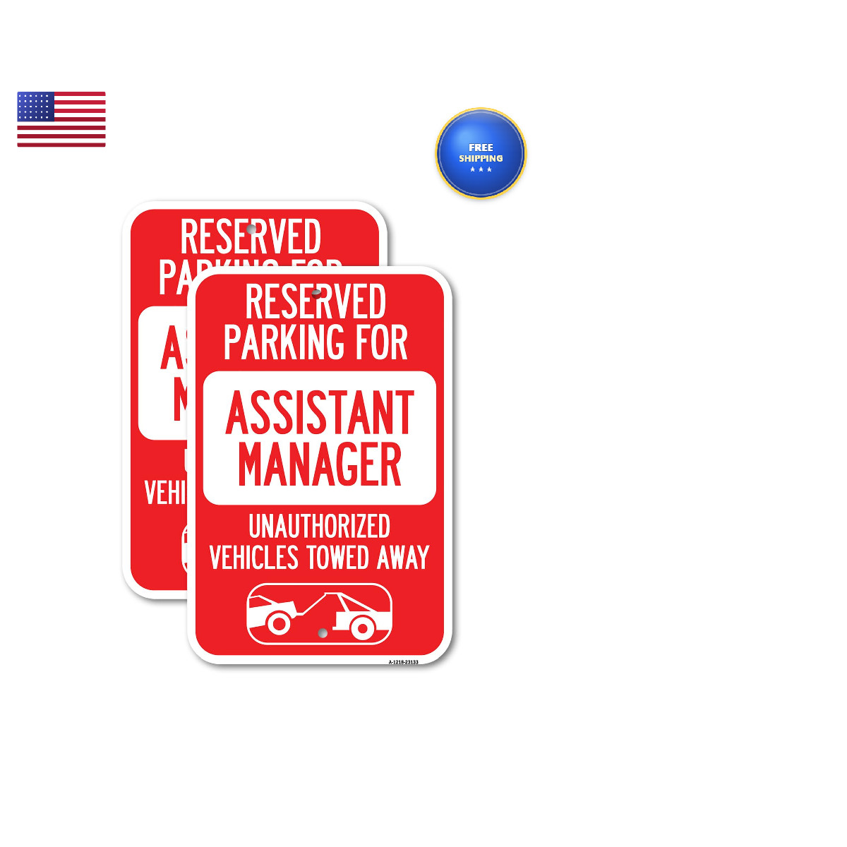 Signmission 2 Pack Reserved Parking For Assistant Manager Unauthorized Vehicles