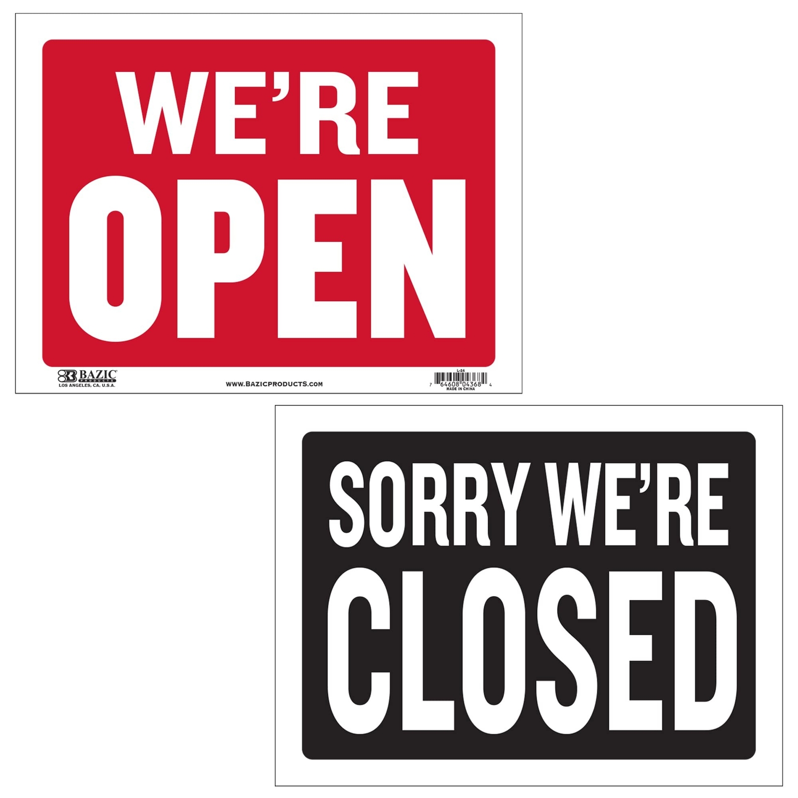 BAZIC Open & Closed Sign 12&Prime;x16&Prime;, Double Sides Plastic Vinyl Signs, Business …