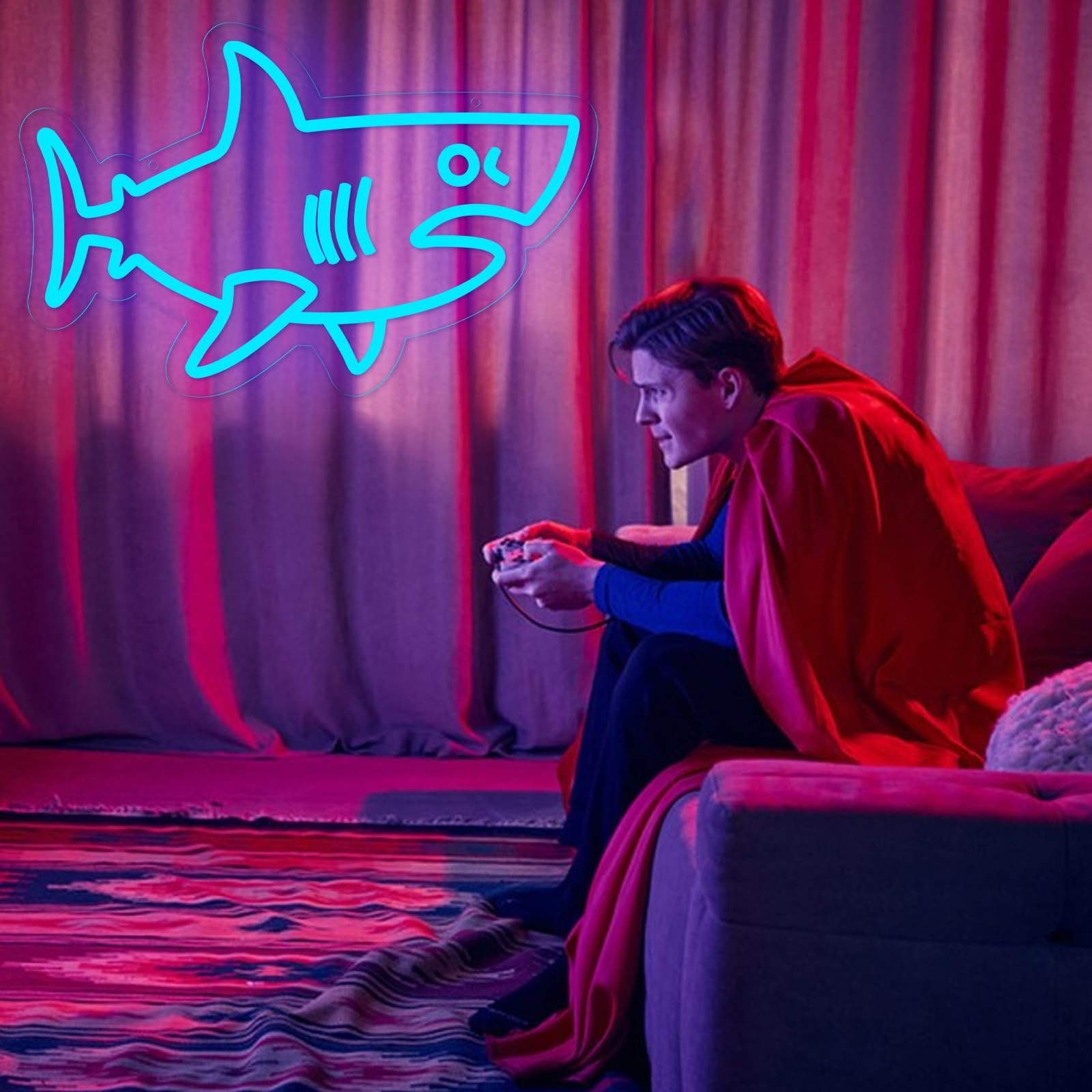 Balanar Shark Neon Signs for Wall Decor,Dimmable USB Powered LED Shark Light …