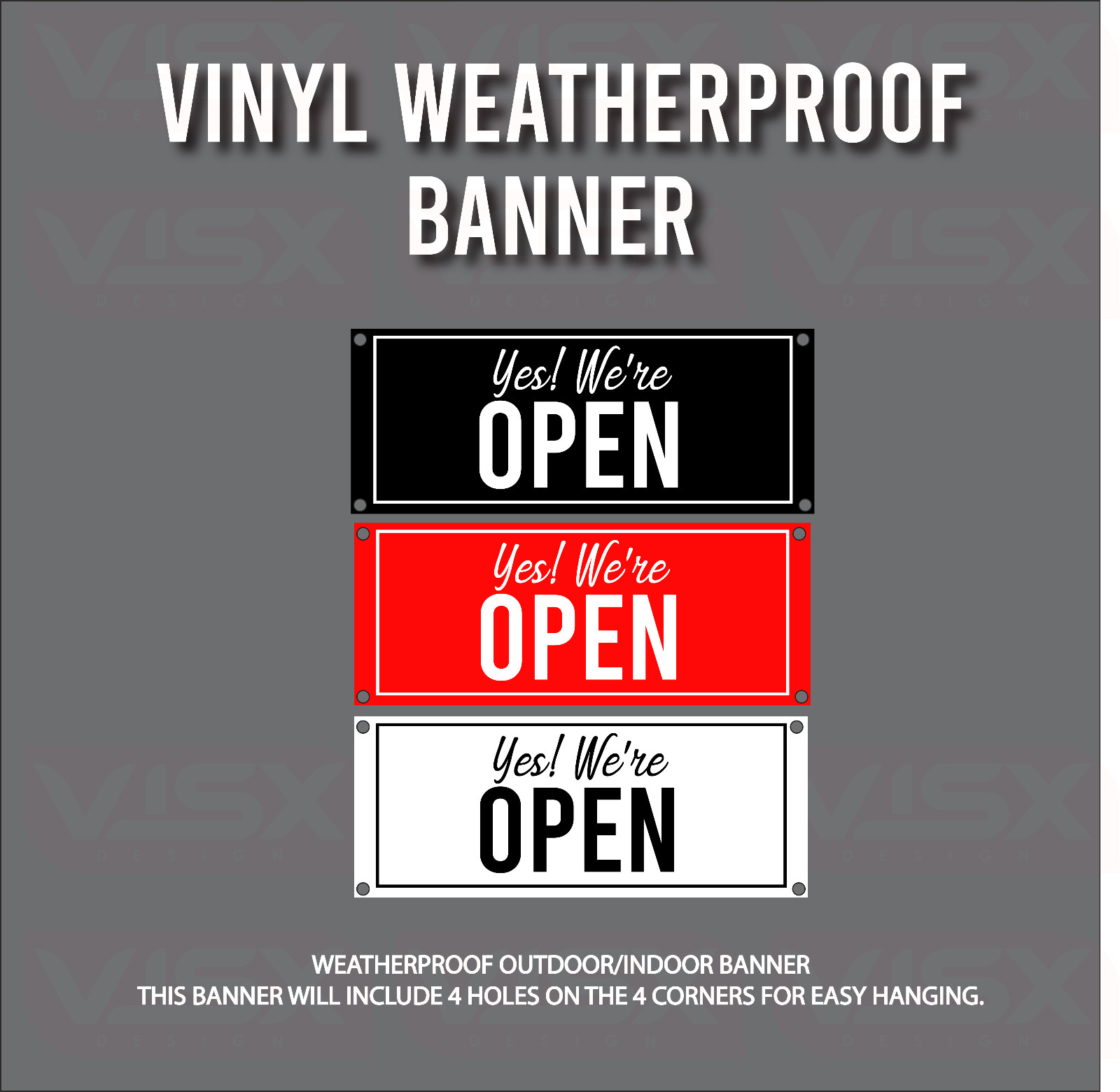 Yes We&rsquo;re Open Sign Vinyl Banner Business Restaurant Food Weatherproof FAST
