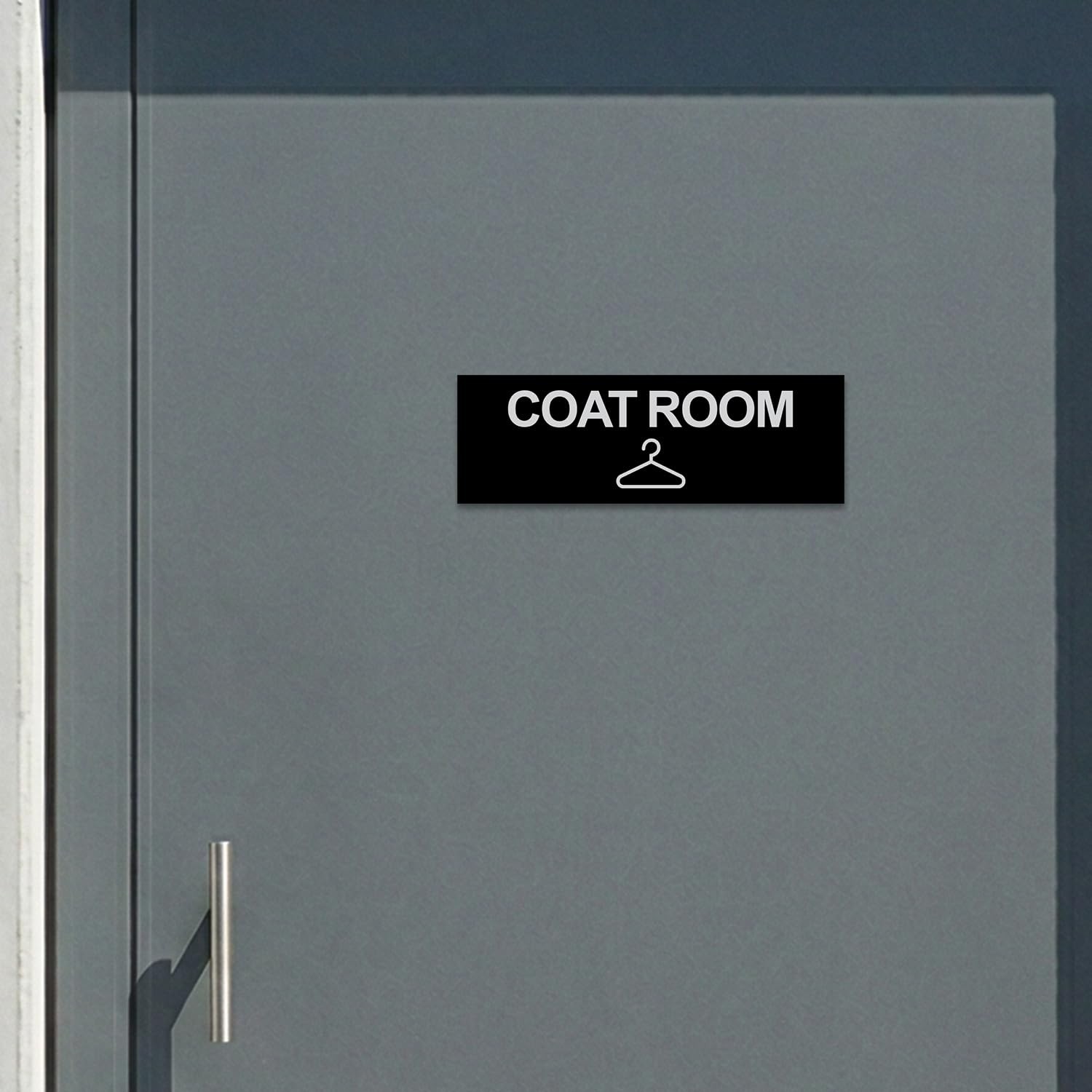 Basic Coat Room Sign Brushed Silver Large Door Wall Office Marker Plaque