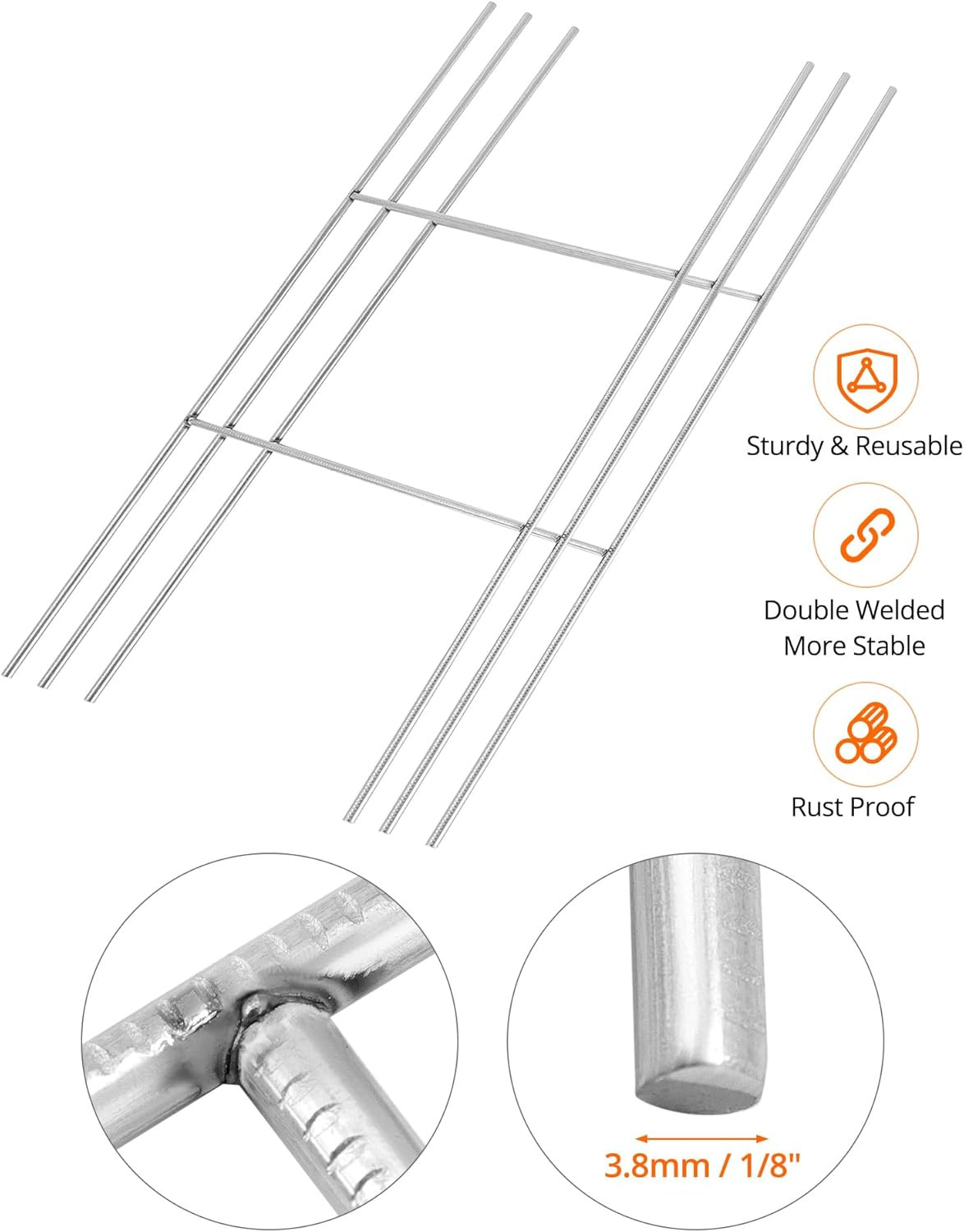 50 Pack 16.5×7 H Frame Wire Stakes Galvanized 9 Gauge Yard Sign Holders Outdoors