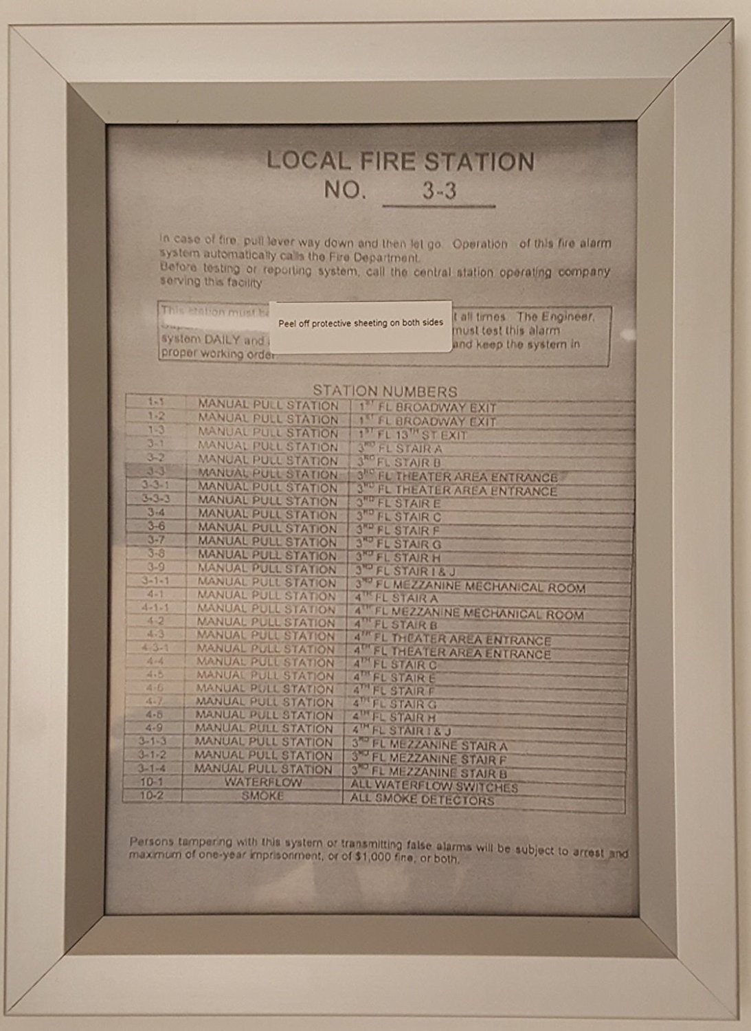 LOCAL FIRE STATION FRAME 6 X 9 ( Heavy Duty – Aluminum)-REF24-1027