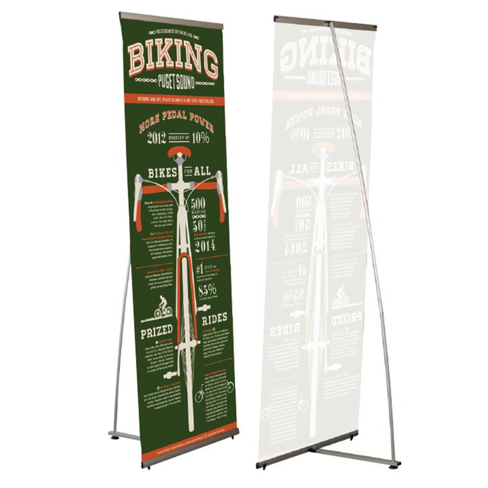 Quick Banner Holder Stand – L Shaped – 39.37×78.74 inch – Silver Aluminum