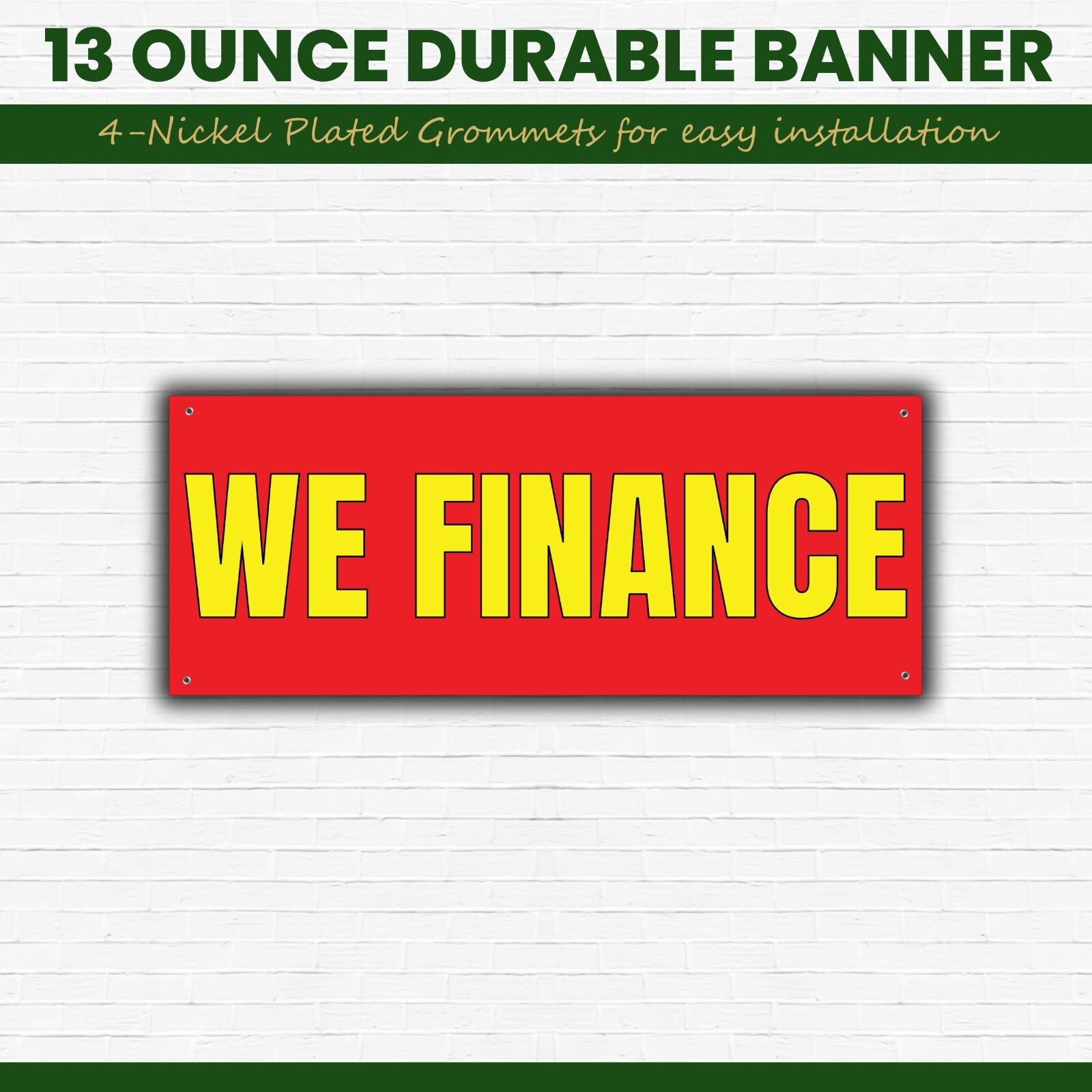We Finance Banner Large Red Canvas Sign for Business Advertising 48×20 Inches