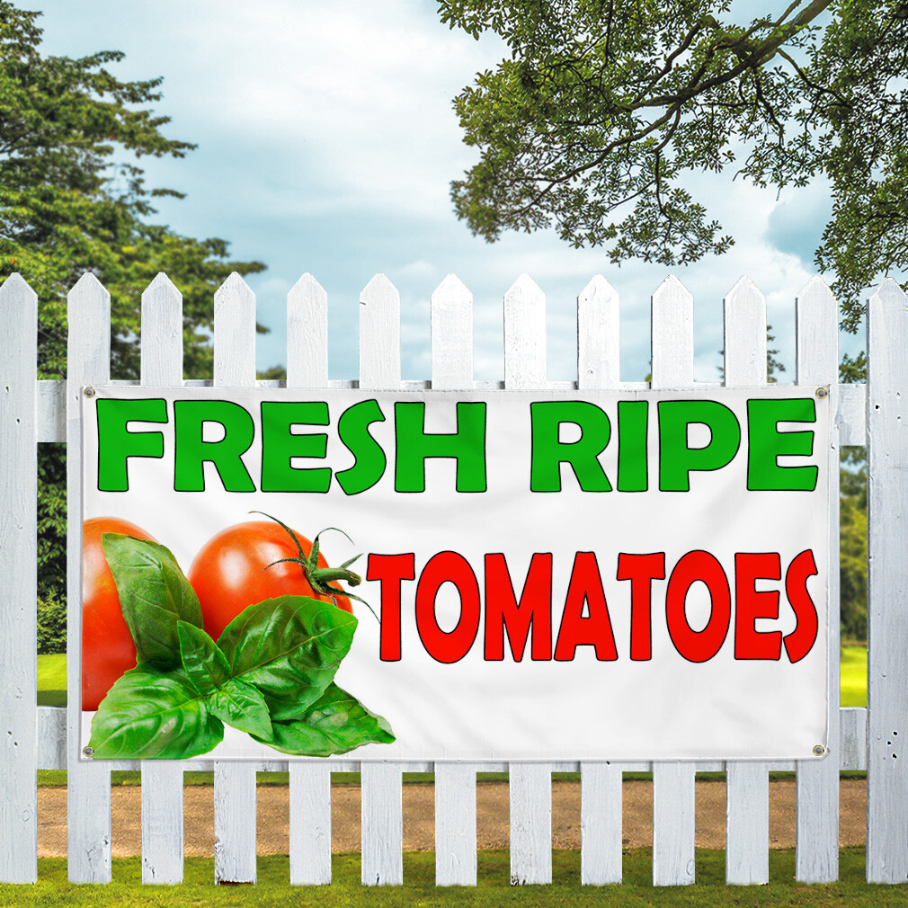 Vinyl Banner Multiple Sizes Fresh Ripe Tomatoes Business Farmers Market Outdoor