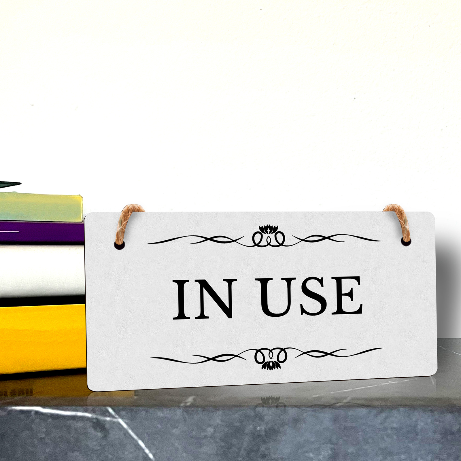In Use 5&Prime; x 10&Prime; Hanging Wall or Door Sign | Rustic Twine | Stylish Business