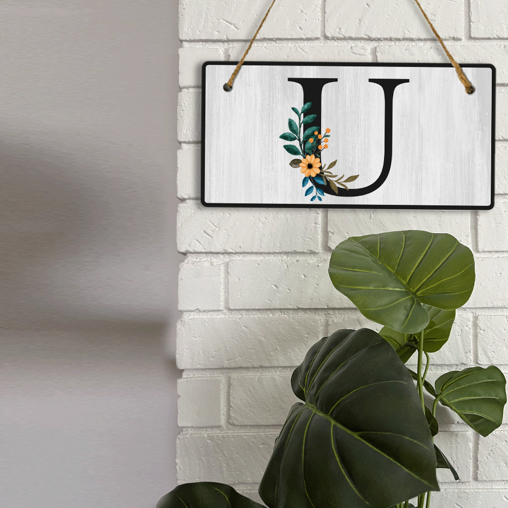 U Flower Decor 5×10 Hanging Wall or Door Sign | Alphabet Letter Room Decoration
