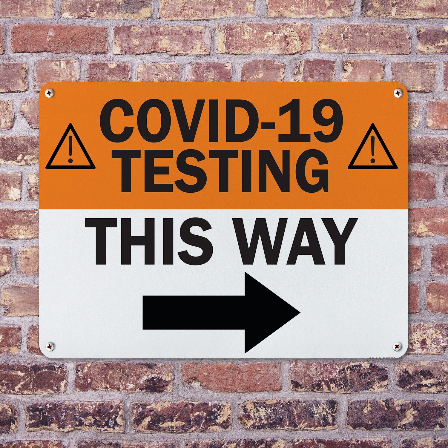 COVID-19 Testing This Way Right Arrow Public Safety Sign Or Decal – 5 or 10 Pack