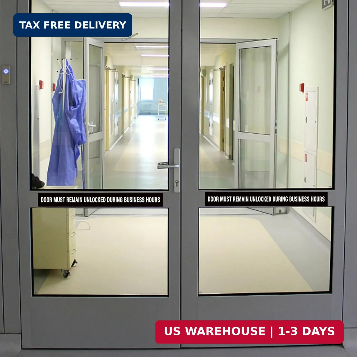 2PCS Door Must Remain Unlocked During Business Hours Sticker Sign，Self-Adhesive