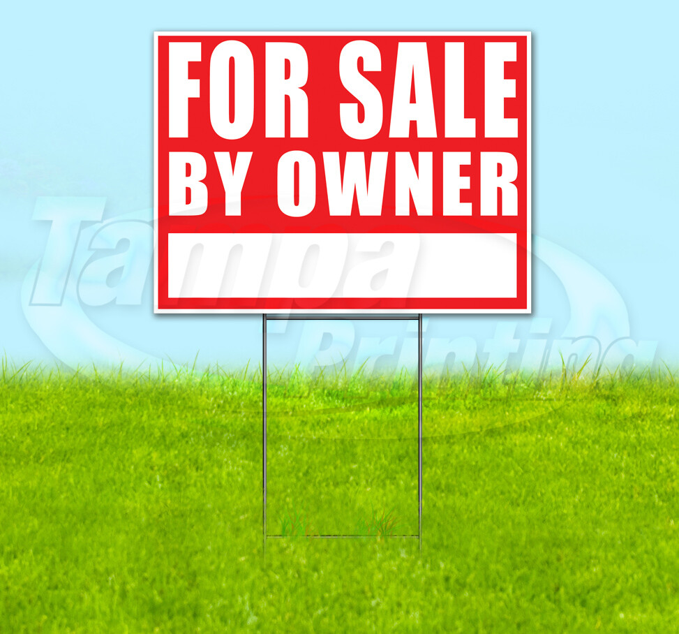 FOR SALE BY OWNER Yard Sign Corrugated Plastic Bandit Lawn Decoration USA