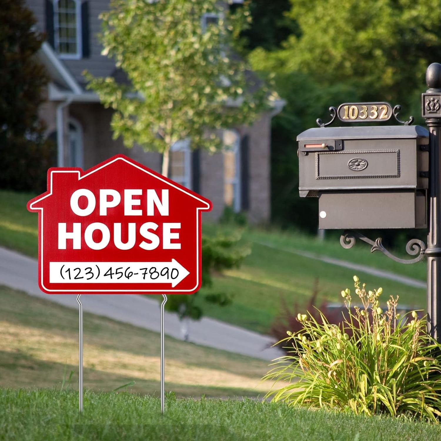 Large 5-Pack Double Sided Red Open House Signs with Metal Stakes – 16&Prime;x12&Prime;